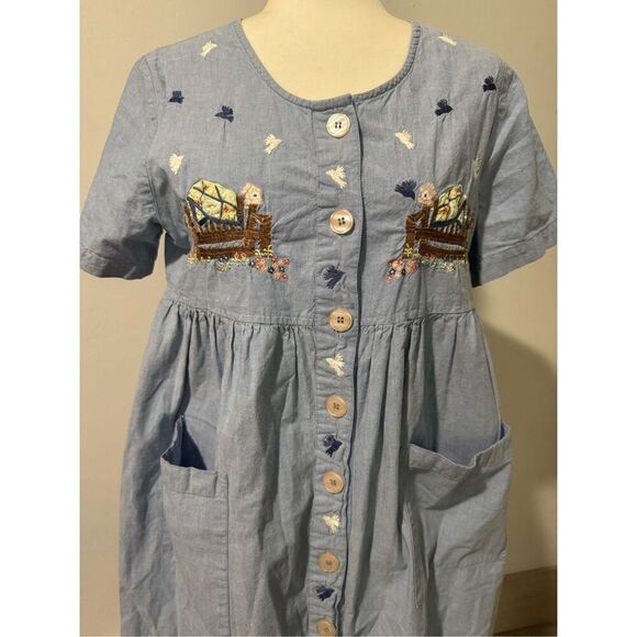 Cabernet blue embroidered dress with pockets PM - Picture 7 of 9